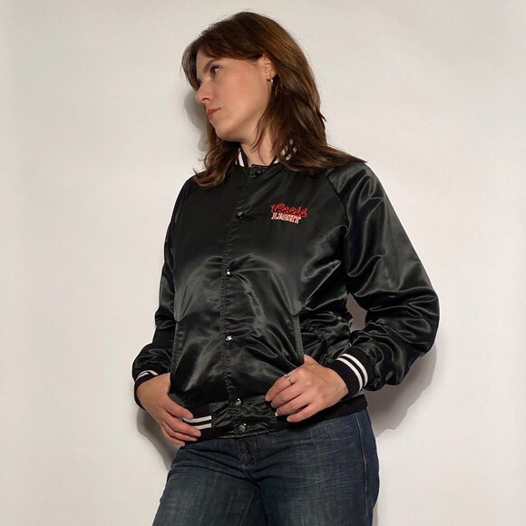 Vintage 1980s COORS LIGHT Beer Embroidered Satin Bomber Jacket! Small to Medium - Picture 9 of 14